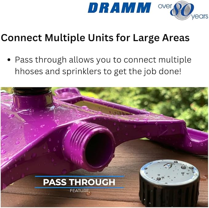 Dramm ColorStorm Gear Drive Sprinkler on Heavy Duty,Durable Metal Base, 4 Patterns, Ideal for Small, Medium & Large Areas with Pass Through Feature, Red, 40 Foot Diameter