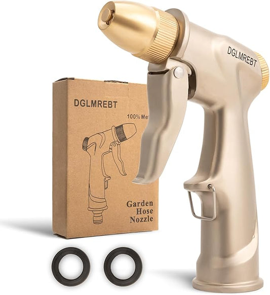 Metal Garden Hose Nozzle Spray - Heavy Duty 4 Spray Patterns 360° Rotating, Ergonomic Handle, Leak-Proof Fit for Watering, Cleaning, Car Wash(Upgrade nozzle)