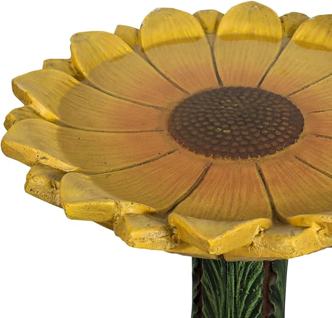 Garden Birdbath Sunflower Shaped, 24.4" H * 20" Φ Bird Bath for Freestanding Bird Bath for Outside Patio Yard Decor