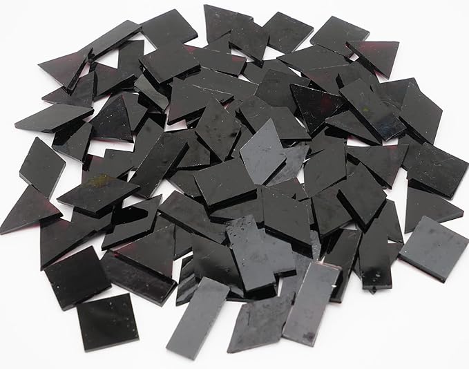 Large Crisp Transparent Textured Deep Purple Glass Mosaic Tiles for DIY Crafts, 200g Stained Pieces Bulk for Art, 4 Shapes Mixed for Adult and Beginner