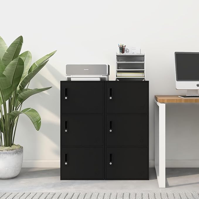 3 Door Vertical Stackable Storage Cabinet with Lock,Anti-Failing Device, Metal Lcoker,Organizer for Office, Home, Gym, School,Employee,Kids. (Black)