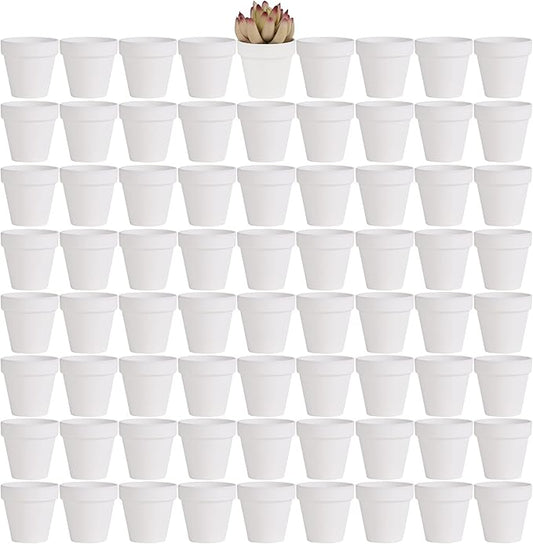Yishang 72 pcs Small Mini White Clay Pots, 2.5'' Terracotta Pot Clay Ceramic Pottery Planter,Cactus Flower Terra Cotta Pots,Succulents Nursery Pots,with Drainage Hole,Great for Crafts,Wedding Favor