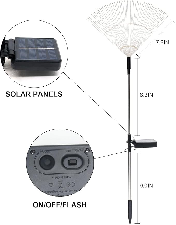 Solar Garden Firework Lights Outdoor Waterproof 2 Pack Solar Powered Art Stake Twinkle Lighting Outside Solar Lights Upgrad 180 LED Sparklers Lights for Yard Party Decorations (Colorful)