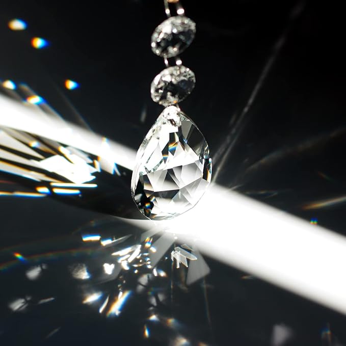 1ft 8pcs Teardrop Crystals Garland, Hanging Chandelier Crystals Prism Beads Chain for Wedding Home Decoration Clear GOLDENHAITAI