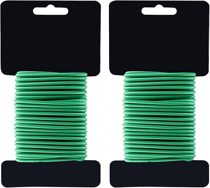 (2 Reel) Soft Plant Ties, Garden Ties TPR Flexible Durable Heavy Duty Twist Wire for Twine Tomatos Branches Vines and Tying Up Cable Wires (Green)(φ3.5mm，26feet)