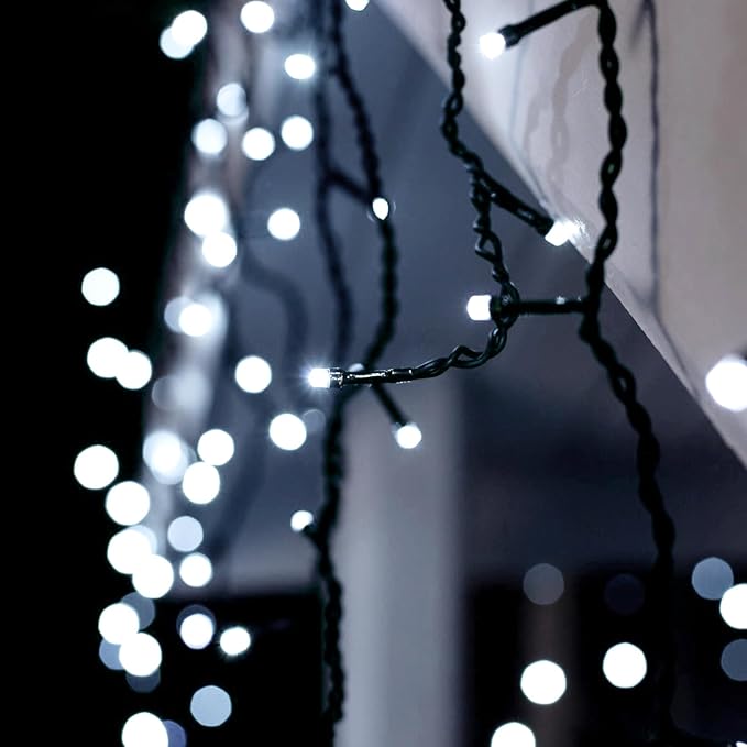 Solar String Lights Outdoor, 2 Pack 200 Led Solar Fairy Lights for Outside Waterproof 145ft Cool White Solar Lights 8 Lighting Mode Solar String Lights for Outside,Garden,Courtyards,Trees