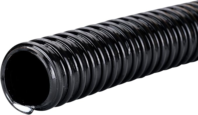 Pond Hose ID 1-1/4” × 25ft Black Corrugated Flexible Reinforced PVC Hose Vinyl Tubing for Pond Pump Fountain Garden Waterfall, Non-toxic & Kinkproof, with 2 clamps