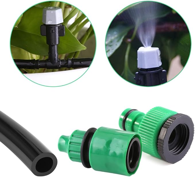 Drip Watering Kit Automatic Cooling System Hose Sprinkler Nozzle Garden Backyard Patio Micro Irrigation Set (10M)