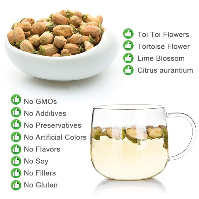 Plant Gift Toi Toi Flower Tea, 玳玳花 Citrus Aurantium Bitter Flower Toi Lime Blossom Tortoise Flower Health Natural Herbal Tea 70g/2.46oz