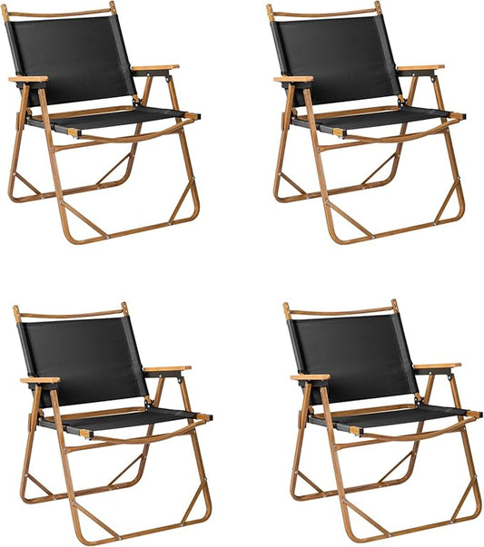 Outvita Portable Folding Camping Chair, 4pcs Ultralight Low Beach Chair, Durable Aluminum Frame Armchairs for Hiking Concert Fishing Picnic, Supports 229Lbs