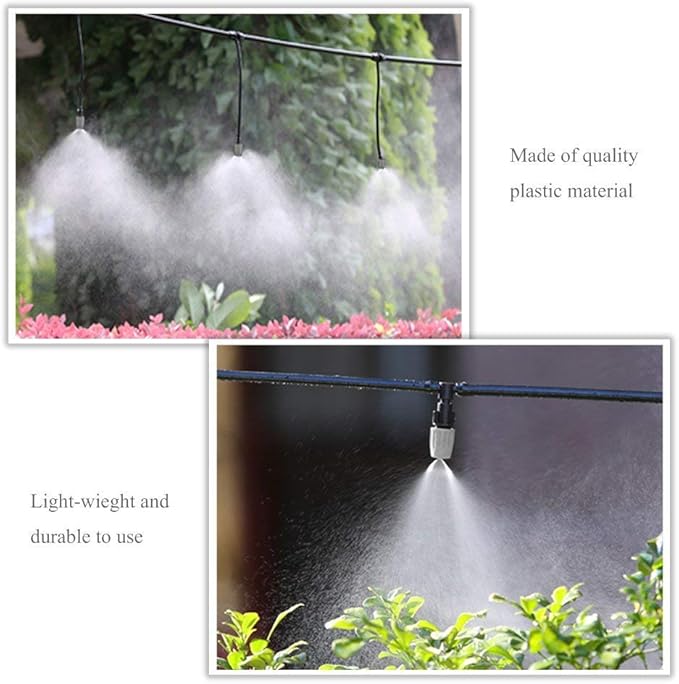 Plastic Mist Misting Nozzle Sprinkler Tee Joints for Misting Watering Plant Flower Cooling System Home Garden Irrigation, 20pcs