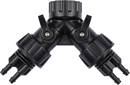 1/4 Inch Drip Irrigation Tubing to Faucet Adapter Connector, 2 Way Y Splitter for 3/4" Inch Garden Hose to 1/4 Inch Drip Irrigation Hose