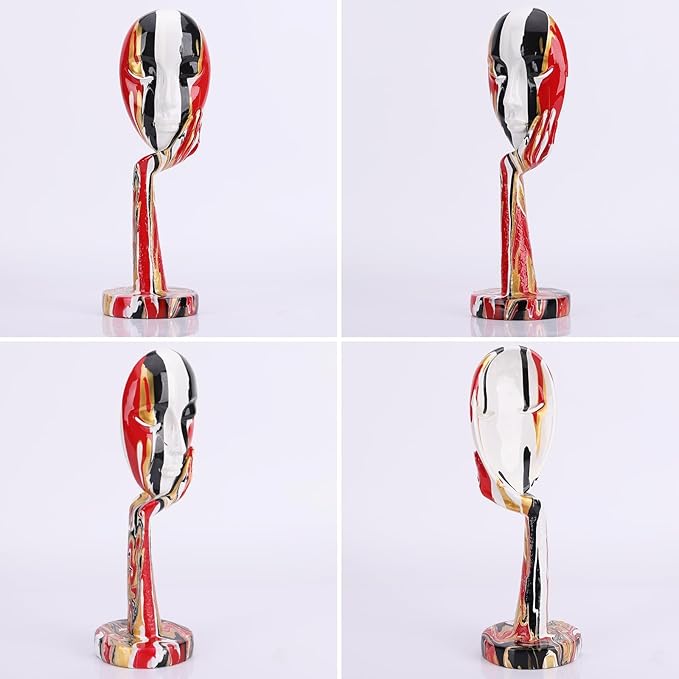 suruim Simple Creative Colorful Female Face Art Statue Thinker Sculpture Abstract Character Crafts Ornament Home Office Bedroom Living Room Study Decoration (Large-1 15.3in)