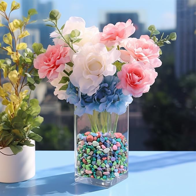 HappyFiller Colored Gravel,Indoor Plants Succulent Cactus Topper Dressing Pebbles,Polished Mini Stones 3-5mm for Aquarium Fish Tank,Fairy Garden Terrarium Decor,Vase Filler,Resin Arts Crafts,0.88 LB