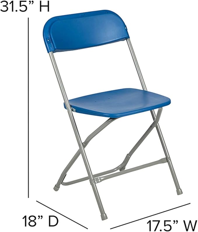 Flash Furniture Hercules Series Plastic Folding Chairs for Parties and Weddings, Stackable Commercial Event Seats, Set of 10, Blue