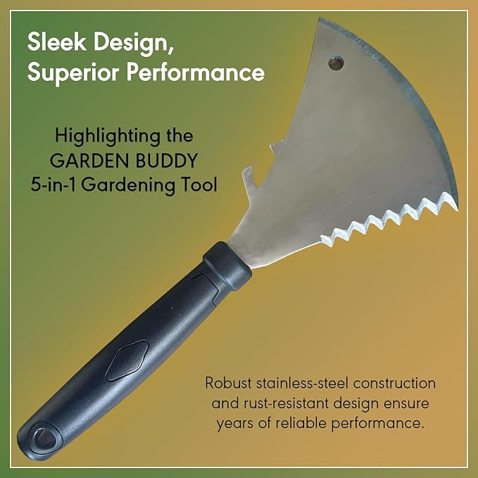 Garden Tool - Yard Tool - Lawn Care - Unique Design - Multifunctional - Hand Garden Tool - Cutting, Tilling, Digging, Weeding, Edging, Uprooting, Loosening Soil - All-in-oneTool Set - Stainless Steel