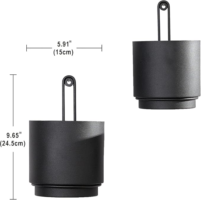2 Pcs Wall Mounted Hanging Planters for Indoor and Outdoor Plants Wall Hanging Planters for Indoor Plants Modern Wall and Ceiling Planter Minimalist Flower Pot (Black-1, 5.91 inch)