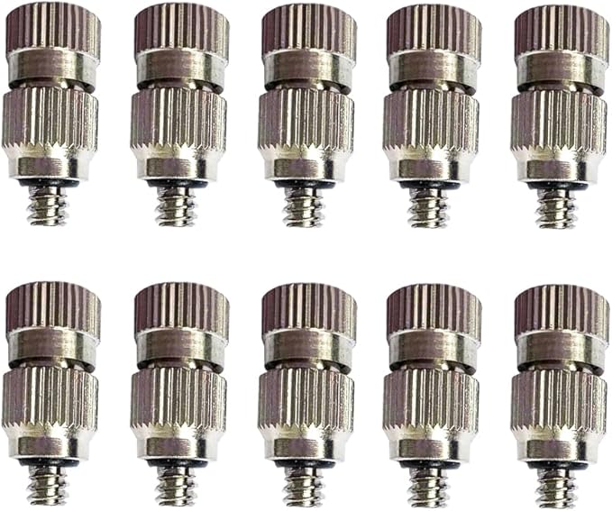High Pressure Brass Nickel Plated Misting Nozzle for Outdoor Cooling Mist System, 0.2mm Ceramics Orifice, Detachable & Cleanable, 10pcs