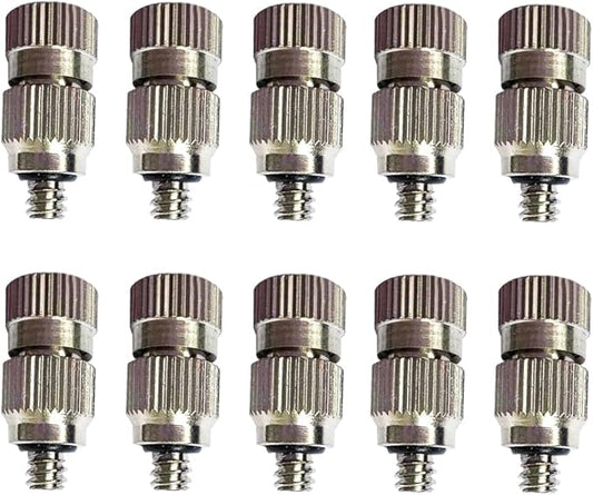 High Pressure Brass Nickel Plated Misting Nozzle for Outdoor Cooling Mist System, 0.8mm Ceramics Orifice, Detachable & Cleanable, 10pcs