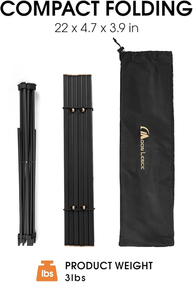 MOON LENCE Folding Outdoor Aluminum Camping Table Portable Ultralight Compact Backpacking Travel Table for Beach, Picnics, Hikin (Gold, Large)