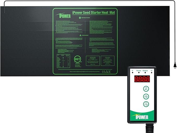 iPower Seedling Heat Mat Heating Pad 48"x20" with Digital Thermostat Combo Set, Waterproof for Indoor Seed Starting and Plant Germination