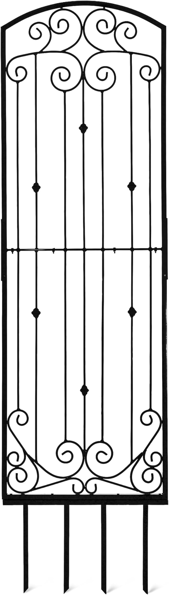 H Potter Garden Black Trellis for Climbing Plants Vertical Wrought Iron Panels Metal Scroll Wall Trellises Large 8 Foot Decorative Screen (Large Black)
