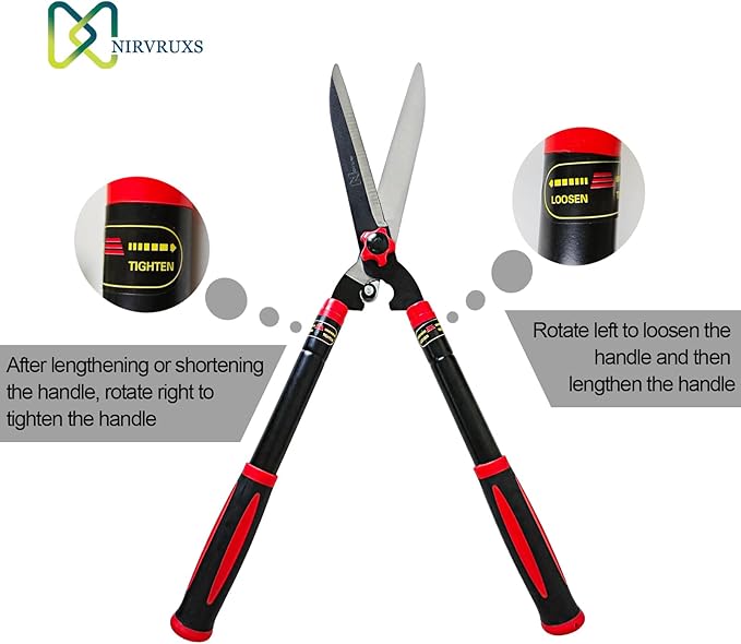 Garden Hedge Shears Heavy Duty with 22.8"-30.3" Extendable Handle, Plant Cutting Scissors -Lawn Pruners - Yard and Garden Tools