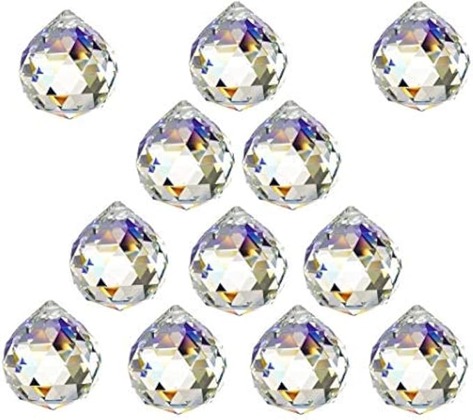 12 Pcs Crystal Ball Prism Suncatcher Rainbow Pendants Maker, 30mm Clear Glass Crystal Ball Prism,Hanging Crystals Prisms for Windows,for Feng Shui,for Home,Office,Garden Decoration