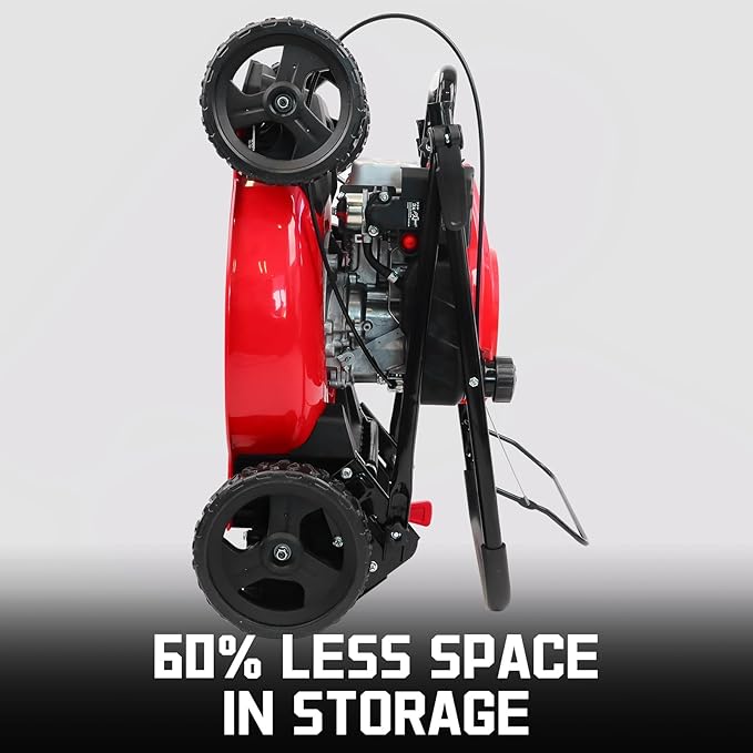 PowerSmart Lawn Mower Gas Powered, 18-Inch 144cc Engine 3-in-1 Walk-Behind Push Lawn Mower, Oil Included