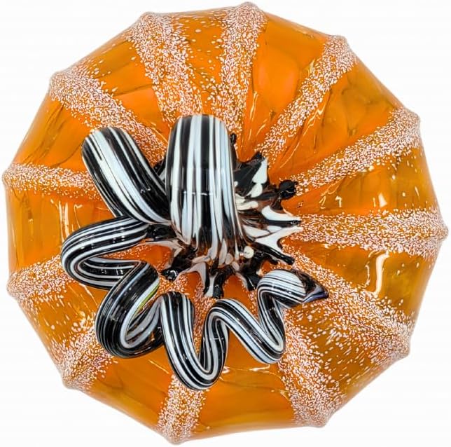 Luke Adams Glass Handmade Glass Pumpkins Handmade Table Top Home Decor (Squat, Halloweenie)