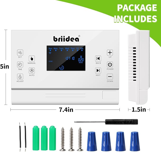 8 Zones WiFi Smart Sprinkler Controller, Briidea Automatic Irrigation Controllers with Customized Watering Schedule & Seasonal Adjustment, Water Efficiently and Keep Your Plants Healthy