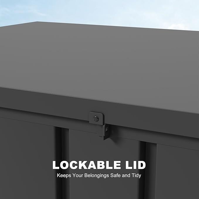 PURPLE LEAF Outdoor Deck Box 120 Gallon Waterproof Lockable Storage Box Container with Lid Deck Organization for Patio Cushions Side Table Pool Accessories Garden Tools, Gray