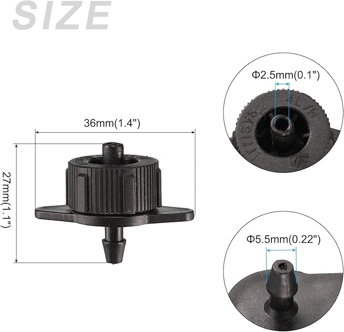 METALLIXITY Pressure Compensating Dripper, (1 Gallon Per Hour) 25Pcs, Plastic Irrigation Drip Emitters - for Watering Garden Lawn Plants, Black