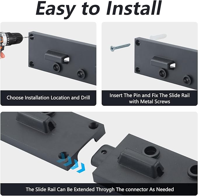 WellMade 64'' Adjustable Garden Tool Organizer, Garage Storage System with Hooks, Wall Mount Tool Organization Rack, Black