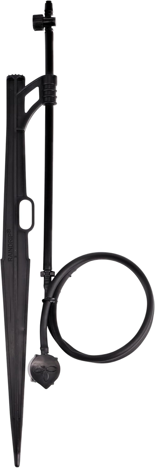 Raindrip 173CPUB, Adjustable Flow Micro Sprinkler Assembly, Quarter-Circle Pattern, Fan Spray, 1/4-Inch Clamp N Pierce® Inlet, Riser & 13-Inch Stake, Drip Irrigation Emitters for Drip Irrigation Gardening Systems, Black