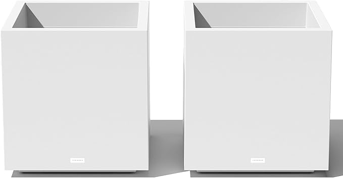 Veradek Block Series Cube Plastic Planter - Large Square Planter for Indoor or Outdoor Patio/Garden | Durable All-Weather Use with Drainage Holes | Modern Décor for Tall Plants, Trees, Flowers