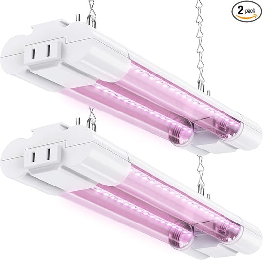 Sunco 1ft Grow Light LED, 10W, Full Spectrum, for Seed Starting, Seedling, Indoor Plants, Plug in Suspended Fixture, Link Up to 16, Inline Switch, ETL 2 Pack