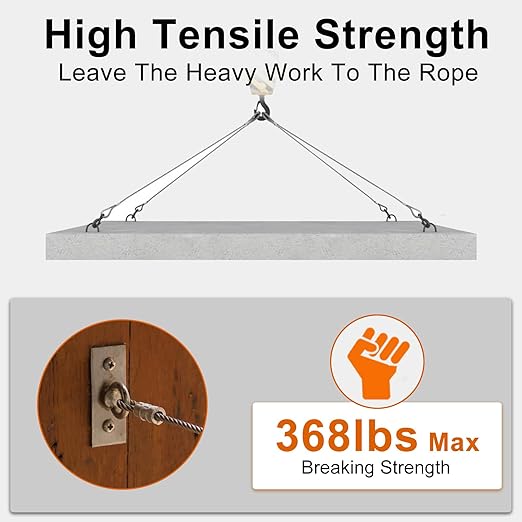 100FT 1/16" Wire Rope Kit, 7x7 Marine Stainless Steel Strand Core, T316 Strength for Hanging, Aircraft, Yard, Garden, Deck Railing, Trellis Wire with Crimping Sleeves, Thimbles