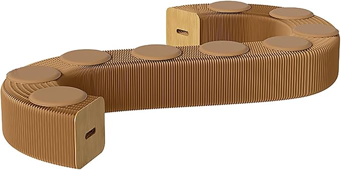 Foldable Kraft Paper Stool, Honeycomb Accordion Folding Bench, Collapsible Paper Stool for Small Spaces, Portable Footrest and Side Table for Living Room and Office,Brown-30×30×600cm