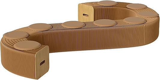 Foldable Kraft Paper Stool, Honeycomb Accordion Folding Bench, Collapsible Paper Stool for Small Spaces, Portable Footrest and Side Table for Living Room and Office,Brown-30×30×600cm