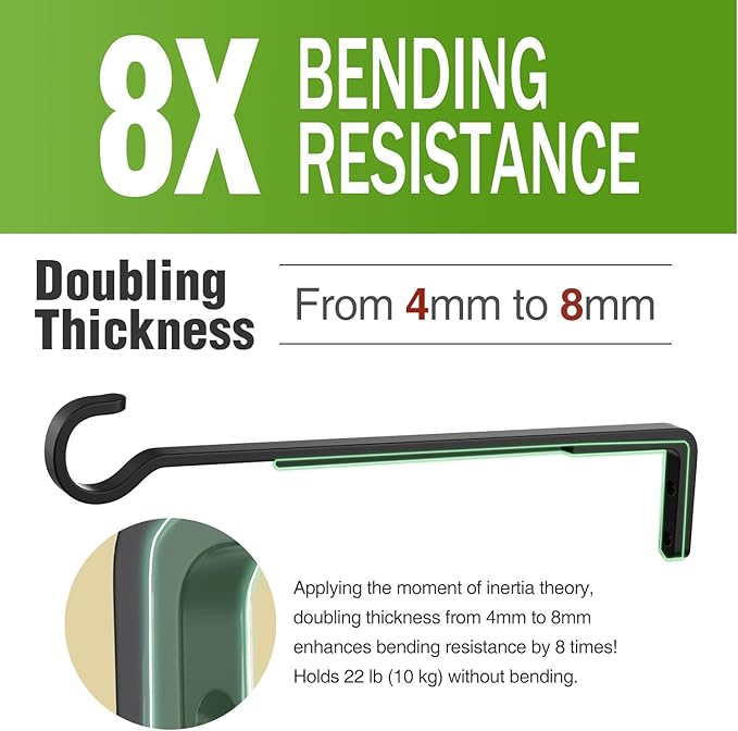 12 Inch Black Heavy Duty Outdoor Plant Hangers for Hanging Baskets, Iron Hanging Plant Brackets for Hanging Plants Outside, Metal Plant Hooks Plant Wall Hooks for Hanging Lantern, Bird Feeder (2 pcs)