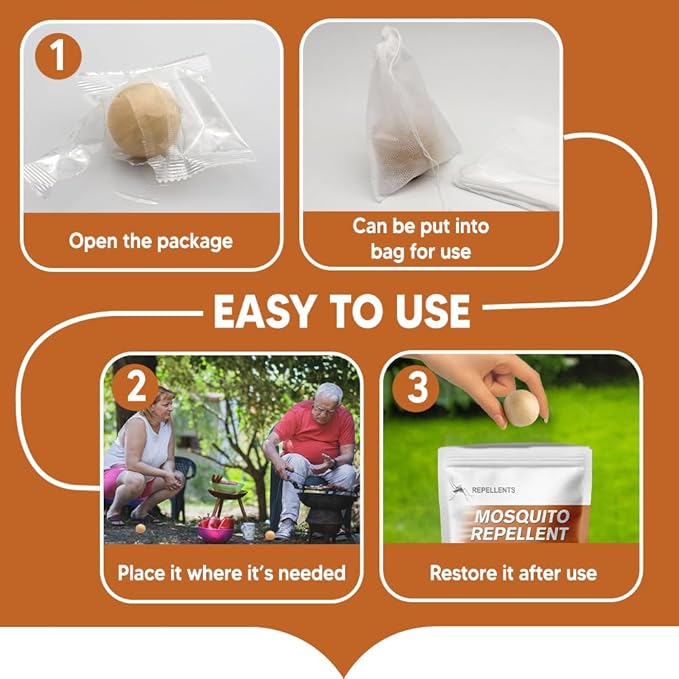 Mosquito Repellent Outdoor Patio, Mosquito Repellents Indoors, Natural Mosquito Repellent Balls, Mosquitoes Repellant for Yard/Camping, Mosquito Deterrent,120 ft² and 60-90 Days-12P