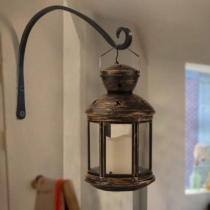 Gtongoko 2 Pack 14 Inch Plant Hangers Outdoor Metal, Plant Hooks for Wall Indoor, Outdoor Hooks for Hanging Bird Feeders, Plant Bracket, Lanterns, Wind Chinme, Black