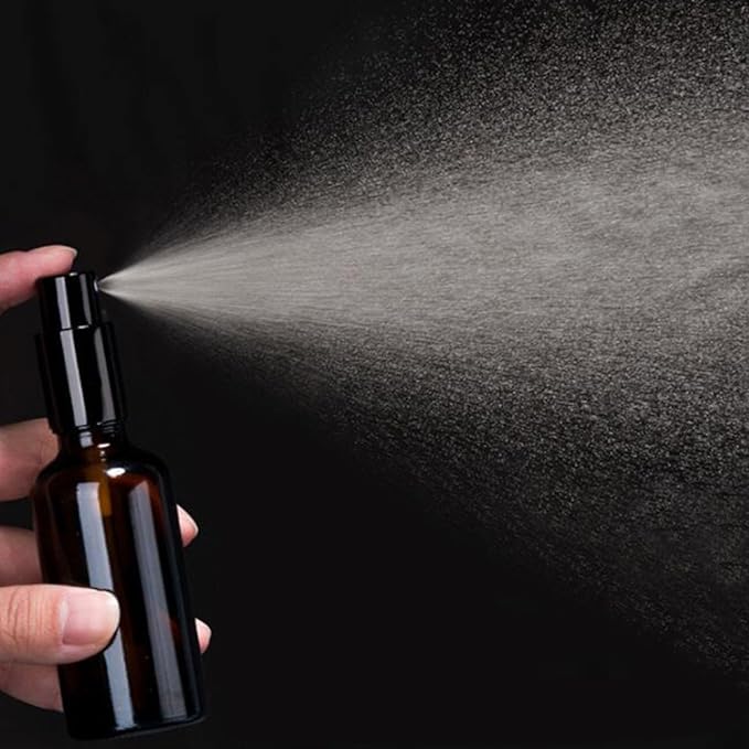 YIZHAO Blue Glass Spray Bottles 2oz, with Small Fine Mist Spray, Metal Cap, Refillable for Essential Oil,Travel,Cleaning,Perfume,Aromatherapy,Makeup – 12 Pcs