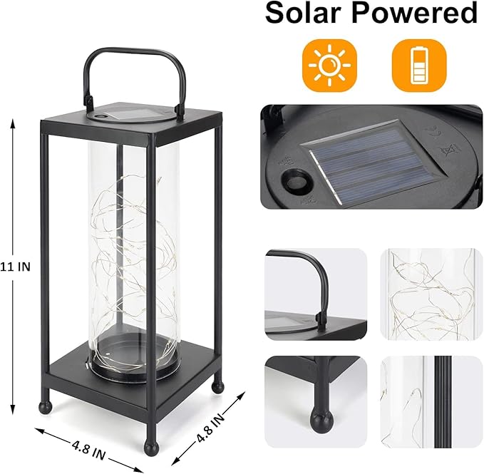 Solar Lanterns Outdoor Hanging - Solar Table Lights Waterproof Landscape Lights - Fairy Lights with 36 Warm White LED Designs for Outdoor Tabletop Patio Garden Yard and Pathway Decoration(1 Pack)