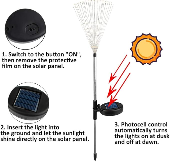 DIY Solar Garden Lights ETL Certified, 105 LED Solar DIY Flowers Fireworks Stars Lights Outdoor, RockyMars Waterproof Solar Powered Pathway Lights for Path Lawn Walkway Patio Yard Christmas, 2 Pack
