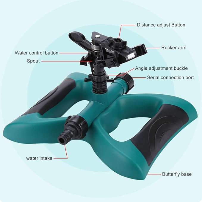 ViaGasaFamido Lawn Sprinkler Automatic Rotary Sprinkler 360° Rotating Sprinkler Irrigation System Large Coverage Area for Watering Garden Yard Trees Shrubs