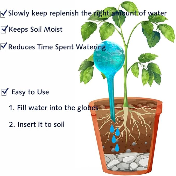 Plant Self Watering Globes - 10pcs Flower Self Watering Planter Insert, Plastic Self Watering Bulbs Auto for Plants, Garden Water Device Drippers System for Travel Business Trip Plant Self-Watering