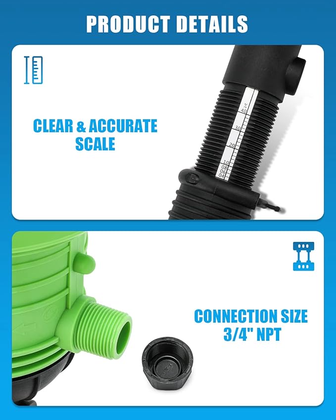 NEWTRY 0.4%-4% Fertilizer Injector for Drip Irrigation Adjustable Water Powered Dosing Pump 3/4" NPT