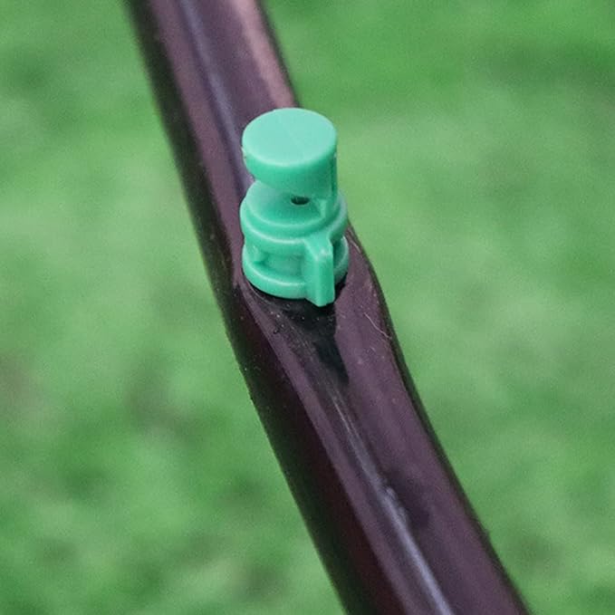 MroMax 25Pcs 180 Degree Micro Sprayer Automizing Sprinkler Nozzle Hydroponic Aeroponic Misters Fan Jet for Miniature Garden Lawn Plant Irrigation System Green